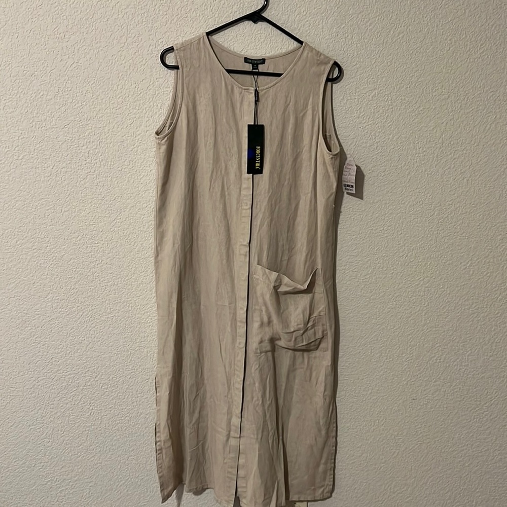 For Cynthia linen blend sleeveless dress size medium nwt. Neutral minimalist